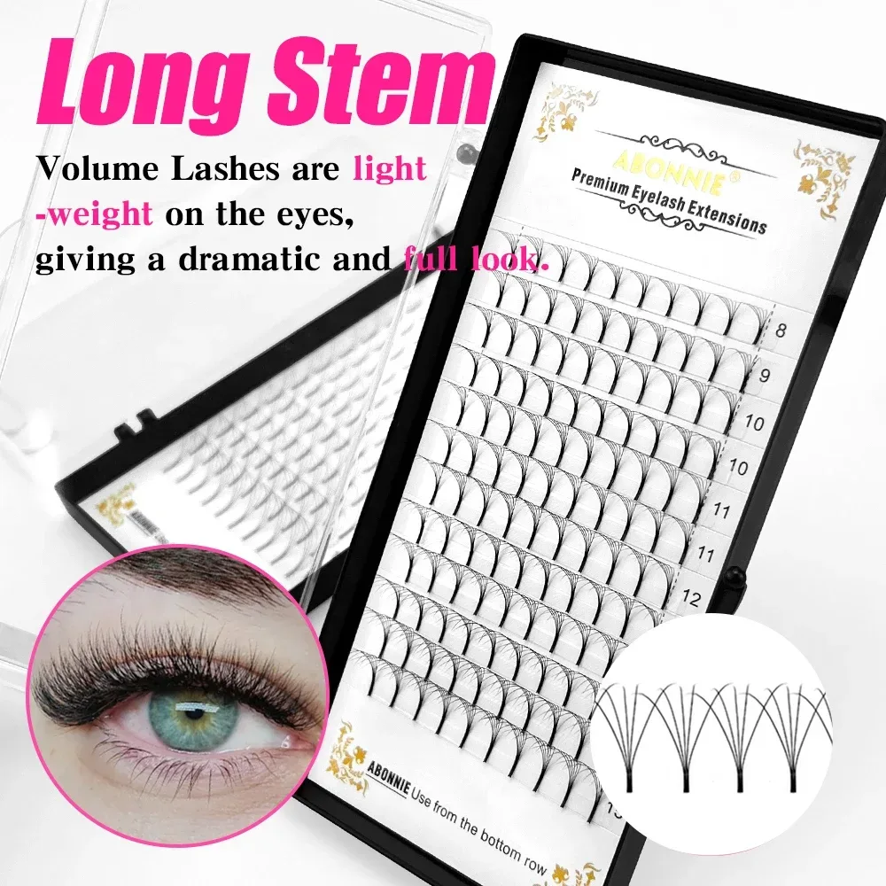 Abonnie Wide Premade Fan Lash Extensions Volume Fans Lashes 3d/4d/5d/6d Long Stem Volume Fan Professionelle Wimpernverlängerungen