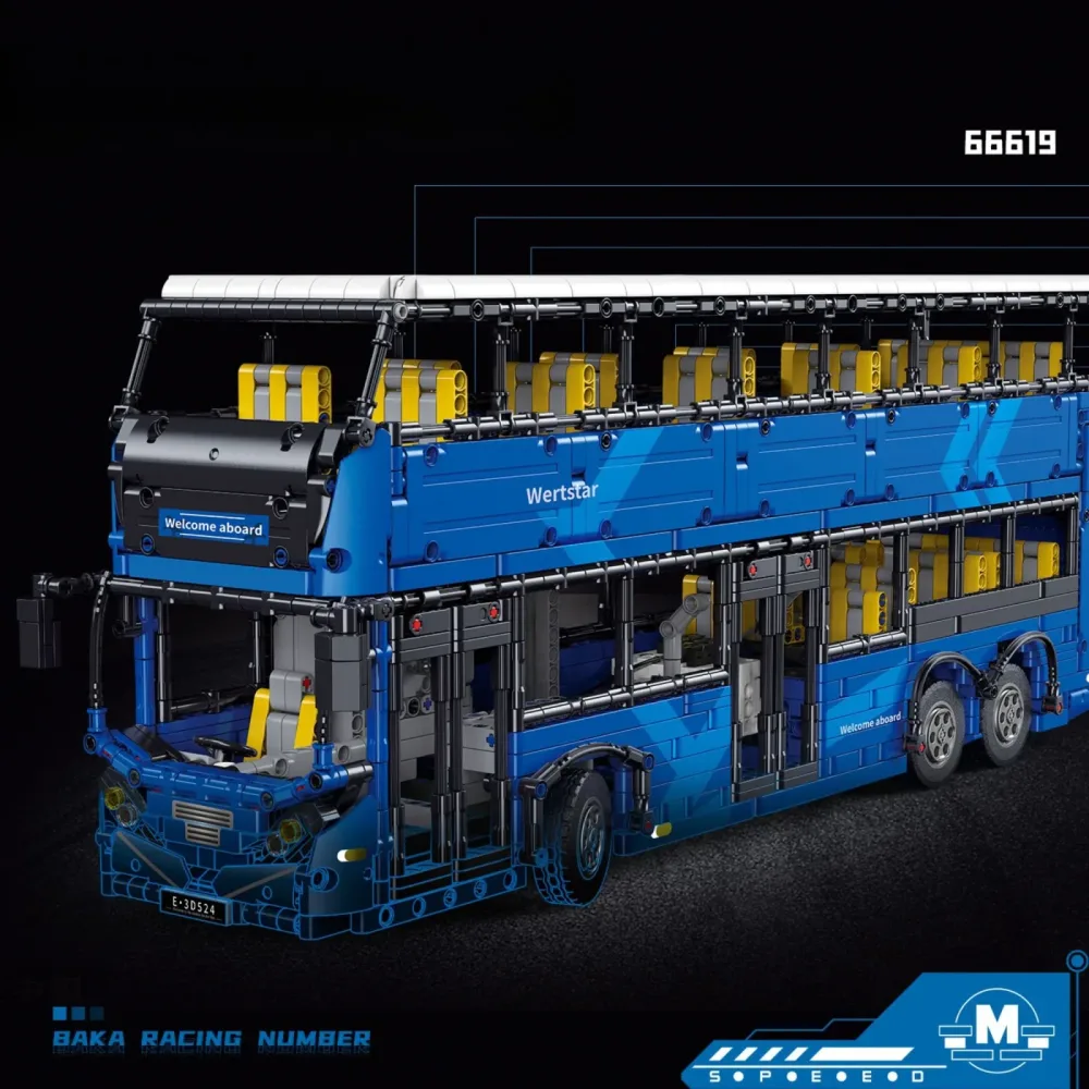2692-teiliger Doppeldecker-Bus Baukasten Modulares Blaues Stadt-Fahrzeugmodell Technische Bausteine Ideen Spielzeug für Erwachsene Geschenke