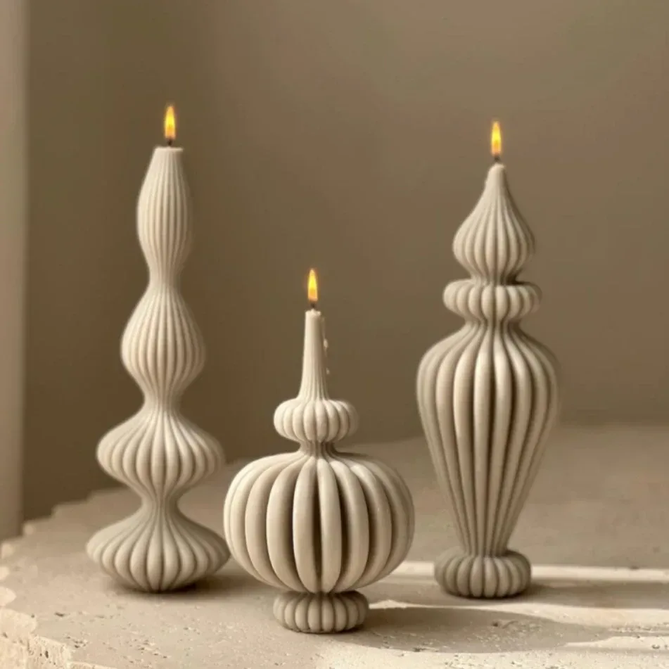 8?36 cm große Vasenförmige Kerze Silikonform Gestreifte römische Säule Kerze Silikonform Tischlampe geformte Harzform Gipsform