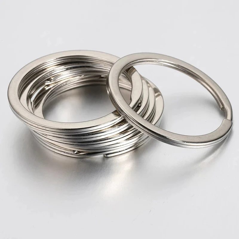 20/40 Stück Edelstahl-Schlüsselringe 20/25/28/30/35mm Runde Flache Splitringe für Schmuckherstellung Schlüsselanhänger DIY-Zubehör