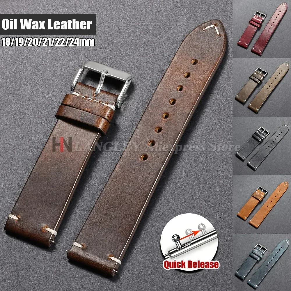 18mm 20mm 22mm 19mm 21mm 24mm Vintage Ölwachs-Lederarmband Universelles Genähtes Rindslederarmband für Seiko für Omega Uhrenarmband