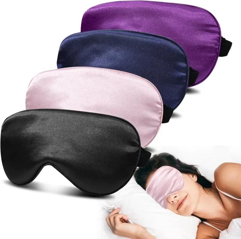 Schlafmaske aus weicher Seide, Augenmasken zum Schlafen, 100 % Verdunkelung, Null-Augendruck, Augenbinde mit verstellbarem Riemen, Reise-Augenabdeckungen