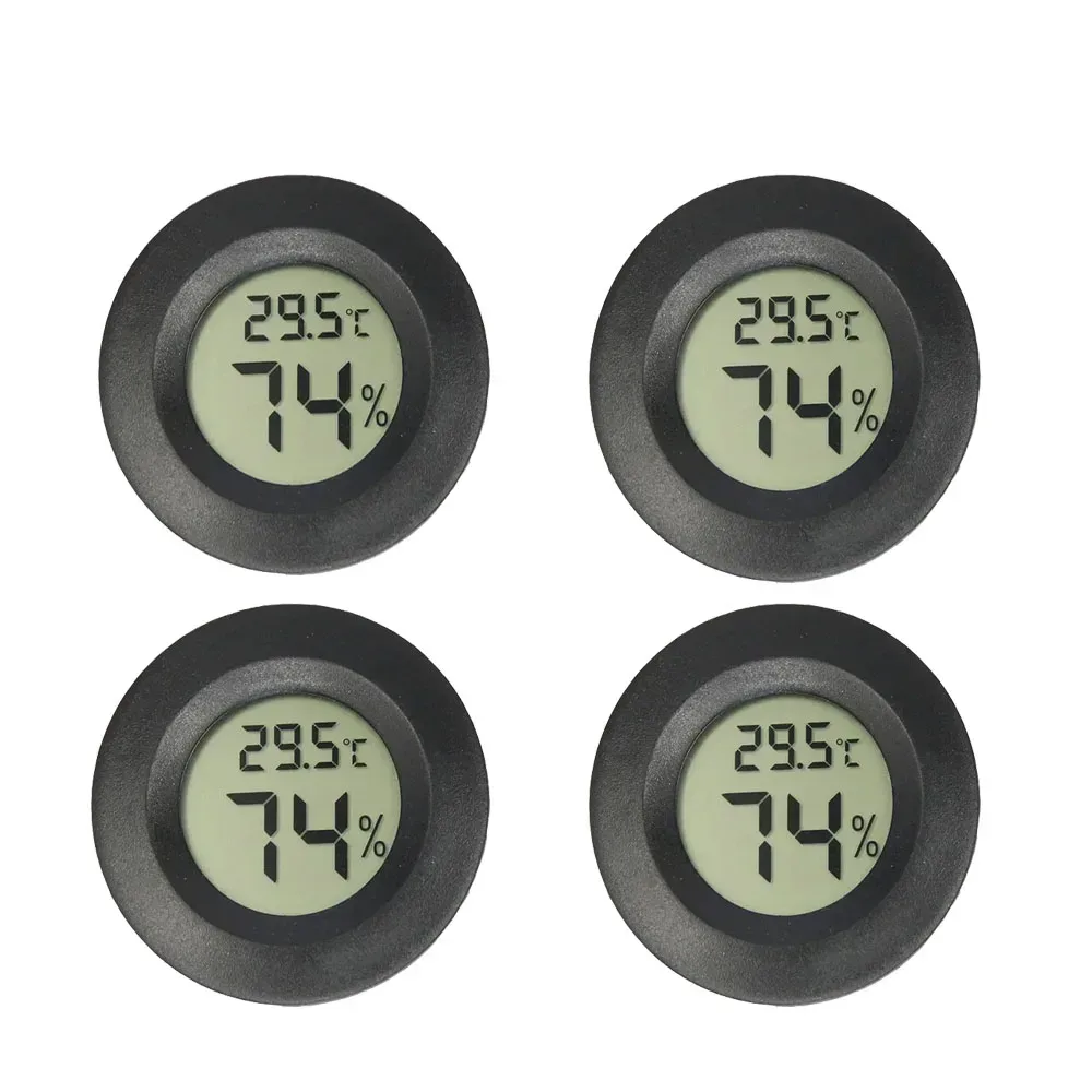 2/4 Stück Mini-Hygrometer-Thermometer, Fahrenheit oder Celsius-Messgerät, digitaler LCD-Monitor, runder Luftfeuchtigkeits- und Temperaturanzeige für den Innenbereich