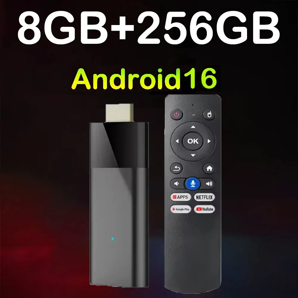 Android16 Q12 TV-Stick 8K Ultra Smart TV Box H313 Google Assistant Dual WLAN 5G Sprachsteuerung BT6.0 8GB 256GB Android 16 Media Player
