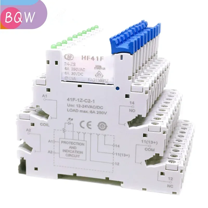10 Stück 41F-1Z-C2-1 HF41F 5-ZS 12-ZS 24-ZS 5V 12V 24V 230V 6A 1CO Slim/SSR Relaismontage am Schraubsockel mit LED-Wafer-Relais