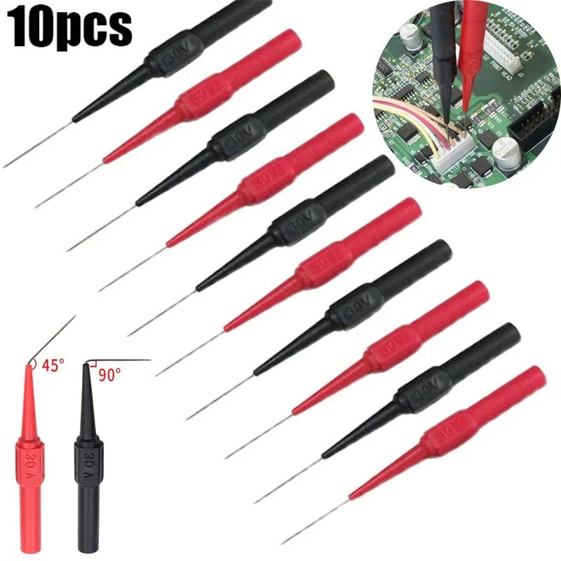 10Pcs 30V Diagnose Werkzeuge Multimeter Test Blei Verlängerung Zurück Piercing Nadelspitze Sonden Auto Automotive Test Sonde Kit 0,7 MM