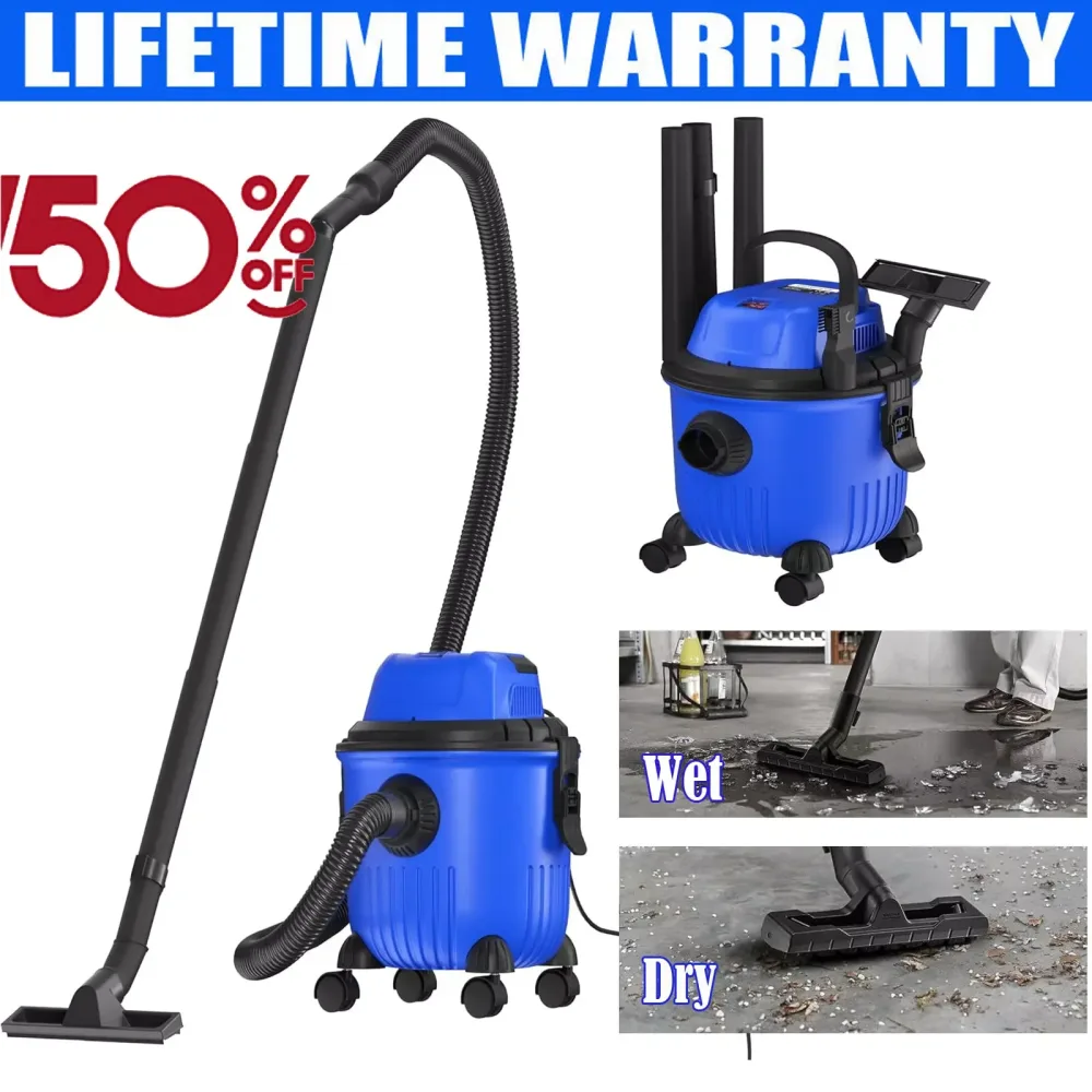 DayPlus Industriestaubsauger Hoover Nass- und Trockensauger 4800 W Leistungsstarke Saugkraft Beutellos, 16 kPa, 15 Liter Fassungsvermögen, 4 Lenkrollen