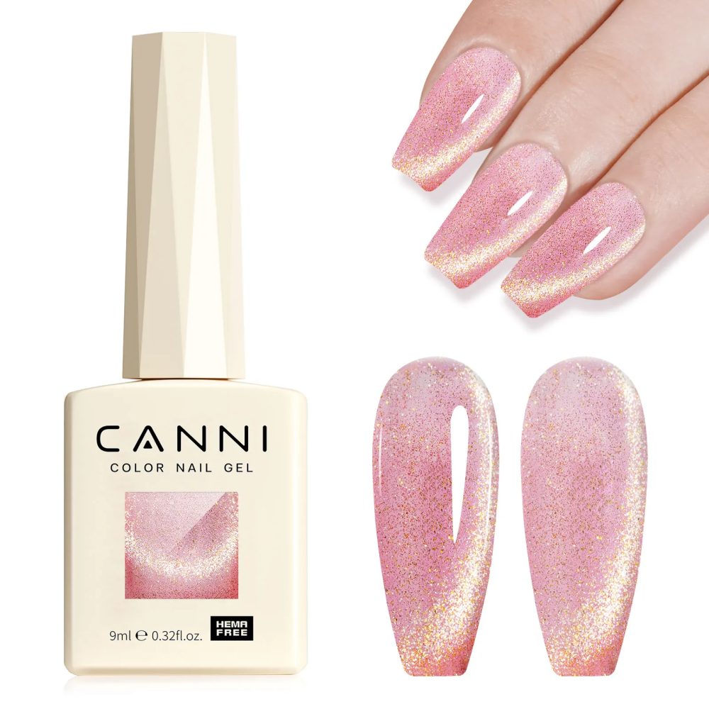 # 8013 CANNI Nagel-Gel-Nagellack, ohne Hema, super glänzend, glitzernd, Cat-Eye-Gel, Diamant-Top-Lack, semi-permanent, Soak Off UV-LED-Lack