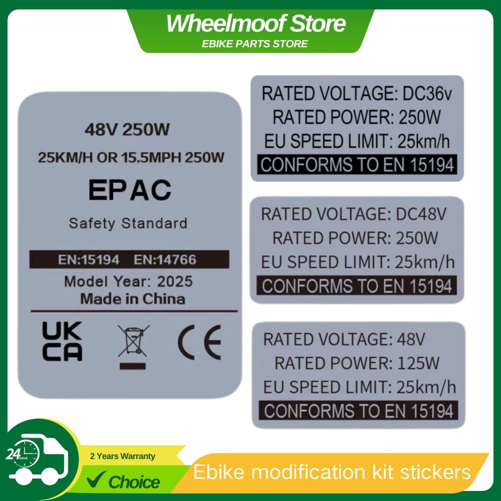 E-Bike Modifikations-Kit Aufkleber, 36V 48V 250W Elektrofahrrad-Etiketten, Kompatibel mit Bafang Tongsheng und anderen Marken-Umrüstsätzen