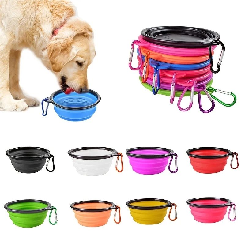 Tragbarer Futternapf für Haustiere, langlebig, TPR-Schüssel, Katzen- und Hundefutter, zusammenklappbarer Silikon-Schüssel für Haustiere, tragbarer Reise-Wasserfutternapf für den Außenbereich