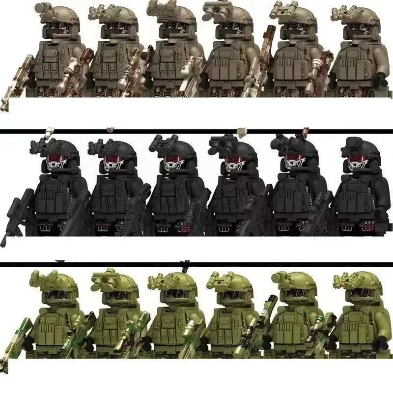 Militärische Spezialeinheiten, Waffen, Bausteine, Figuren, humanoide Puppen, zusammengebautes Spielzeug, Geburtstagsgeschenke, Zeichentrickfiguren.