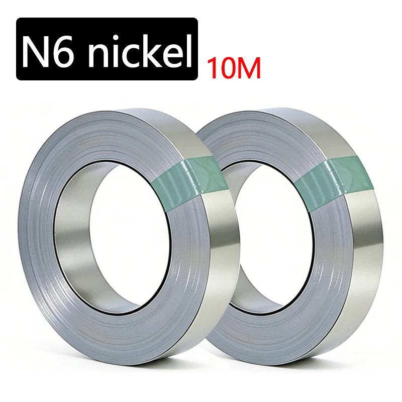 10 m N6-Nickelstreifen, 0,1/0,12/0,15/0,2 mm Dicke, hochleitfähiges Nickelband für 18650 21700 Li-Ionen-Batterie-Punktschweißen