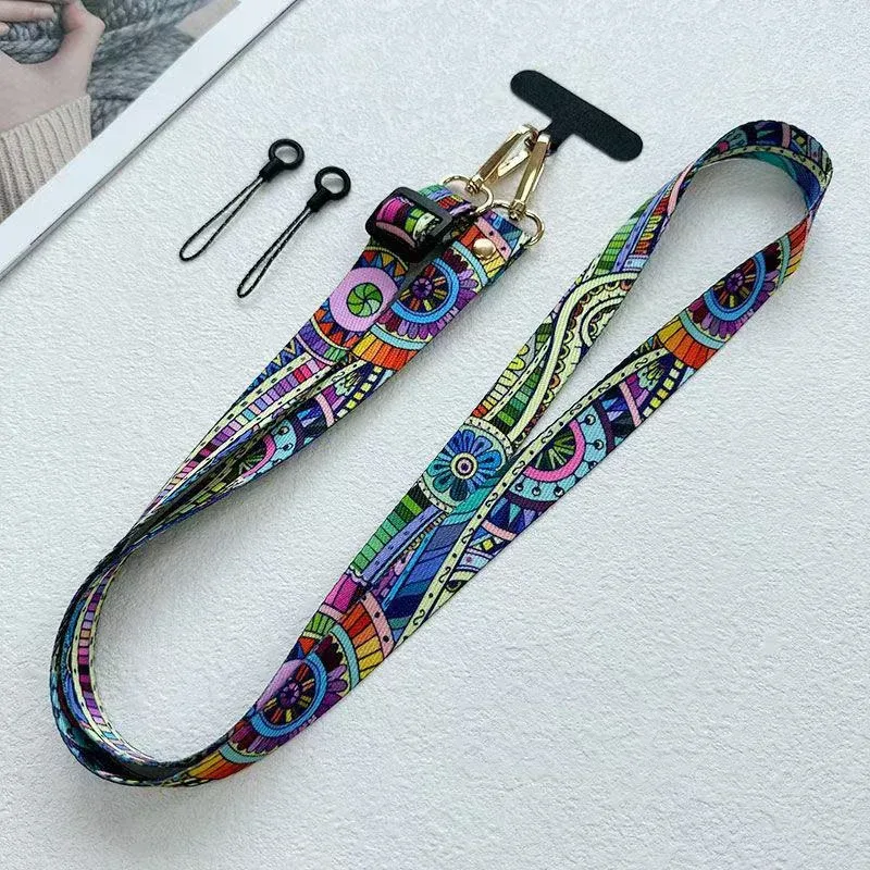 Verbesserte Version des Retro-Muster-Diagonalriemens, verstellbares langes Lanyard für Mobiltelefone, hängender Hals, um Seil zu verhindern