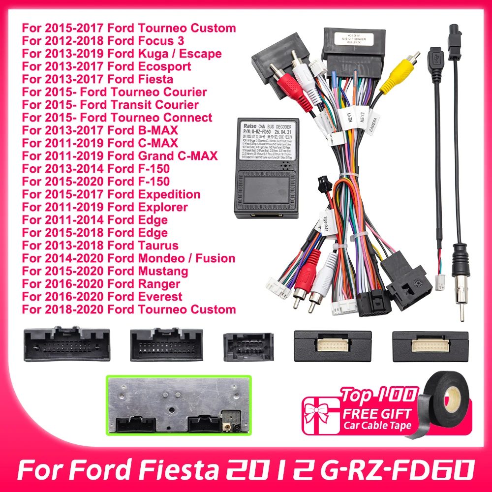 G-RZ-FD60 Canbus-Decoder für Ford Ranger 2019 - 2020 Auto-Audio 16-PIN Android-Stromkabeladapter Kabelbaum für FORD EDGE