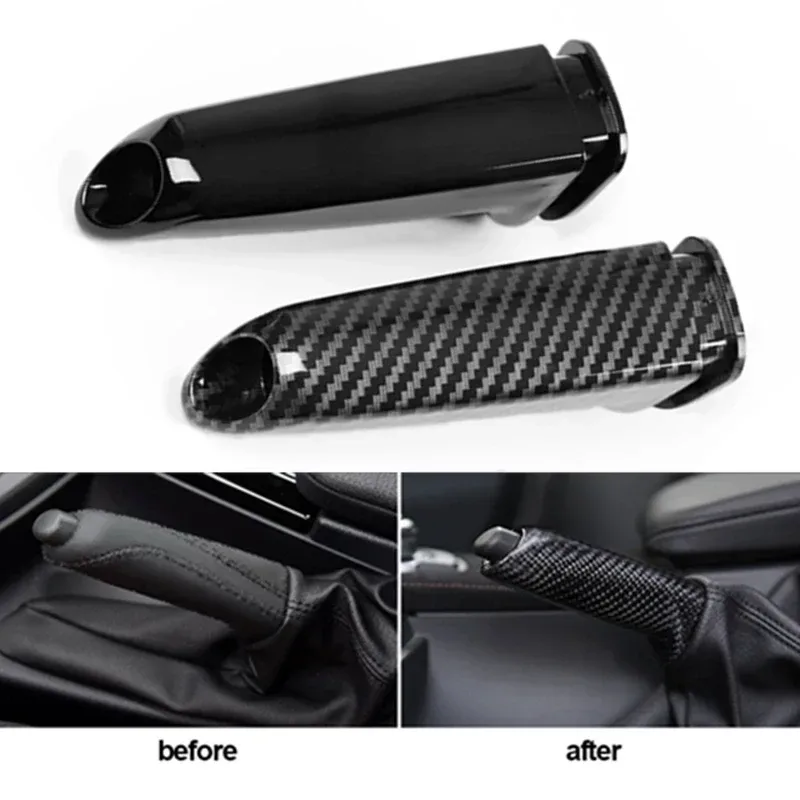 Neue Auto Handbremse Griffe Abdeckung Trim Für BMW E46 E90 E91 E92 E93 E86 E87 F31 F32 F61 F20Universal Carbon Faser Muster Zubehör