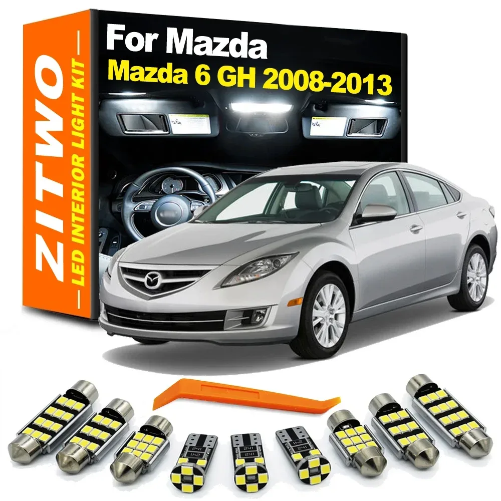 ZITWO 13-teiliges LED-Innenbeleuchtungs-Kennzeichenleuchten-Set für Mazda 6 Mazda6 MK2 GH 2008 2009 2010 2011 2012 2013 Türgepäcklampe