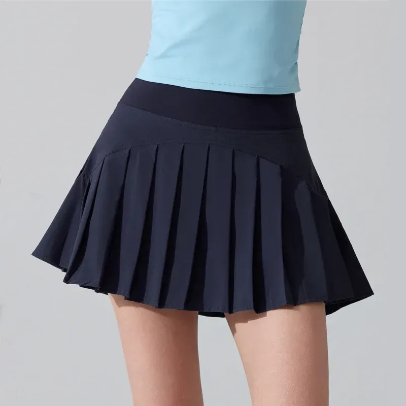 Damen-Tennisrock, einfarbig, hohe Taille, Gym-Shorts, atmungsaktiv, schnell trocknend, Laufrock, weiblicher Golfrock, Trainingskleidung
