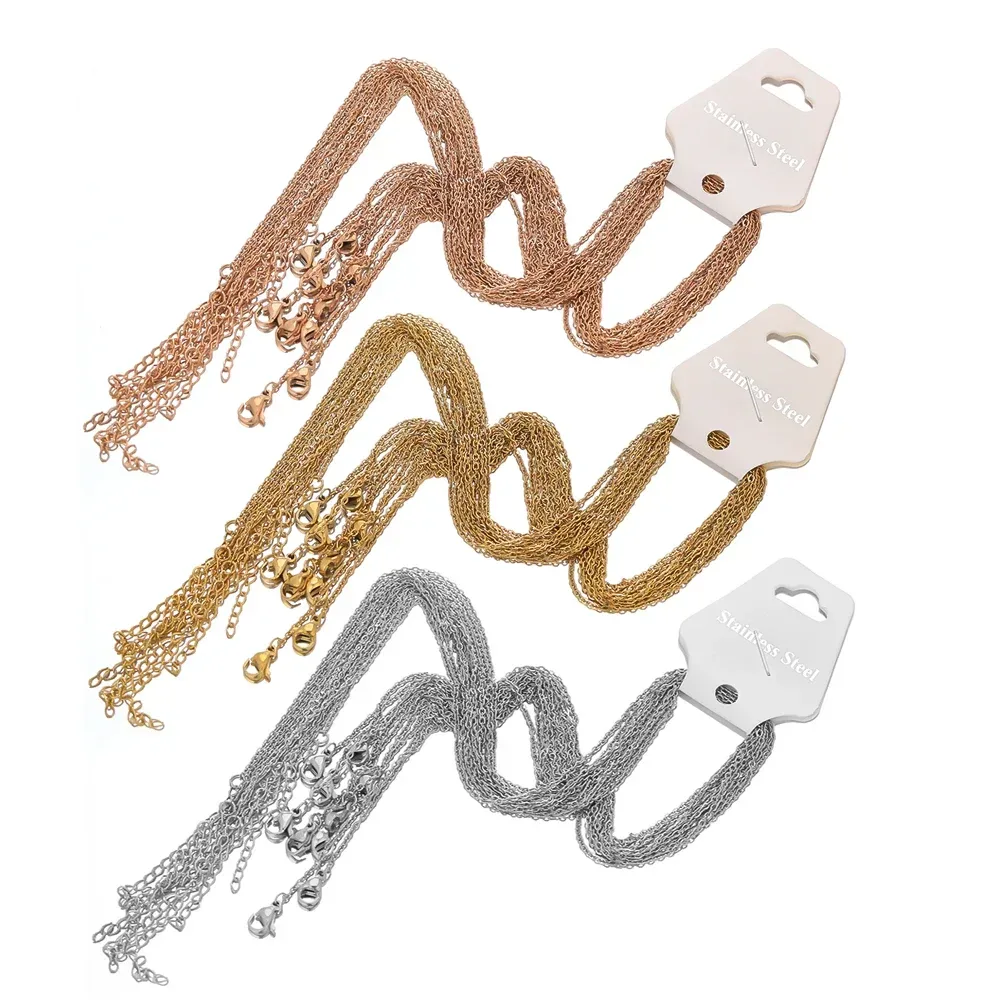 10 Stück 45 cm Roségold Farbe Edelstahl 5 cm Verlängerung Gliederketten Halsketten DIY Schmuckherstellung Mode Halsreifen Zubehör