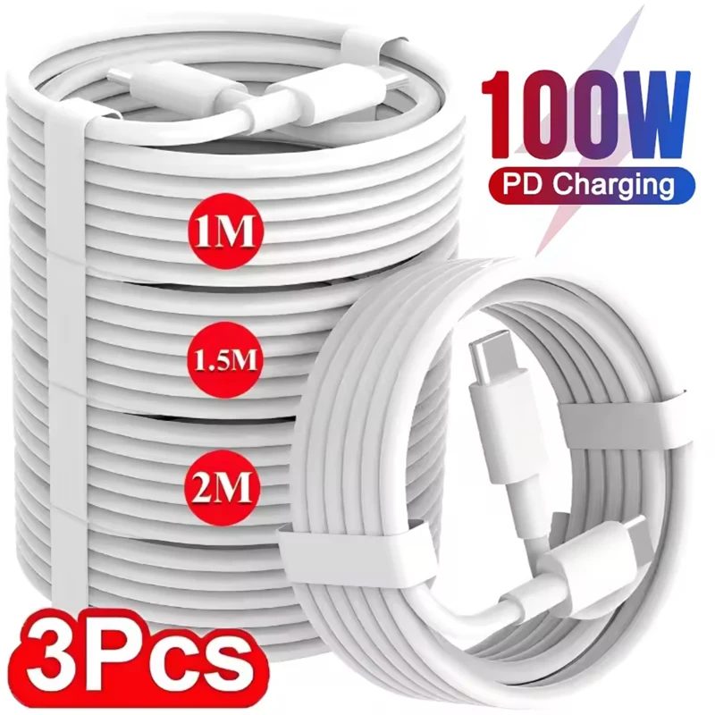 3-teiliges USB-C-auf-USB-C-Kabel, 100W Superschnelles Ladekabel, Datenkabel für Samsung, Xiaomi, Huawei, USB-C-Schnellladegerät