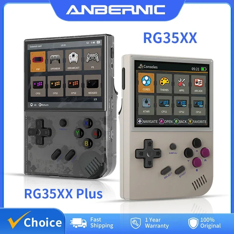ANBERNIC RG35XX Plus/RG35XX Retro-Handheld-Spielekonsole, 3,5 Zoll IPS-Bildschirm, Linux, tragbarer Videospiel-Player, unterstützt HD-M-I-TV-Ausgang