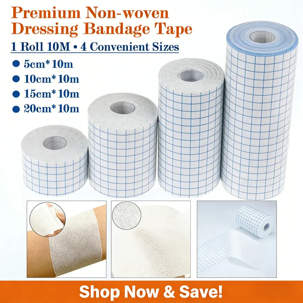 1 Rolle 5/10/15/20 cm x 10 m Wundverband, 4 Größen, nicht gewebtes medizinisches Klebeband, atmungsaktives, selbstklebendes medizinisches Fixierband