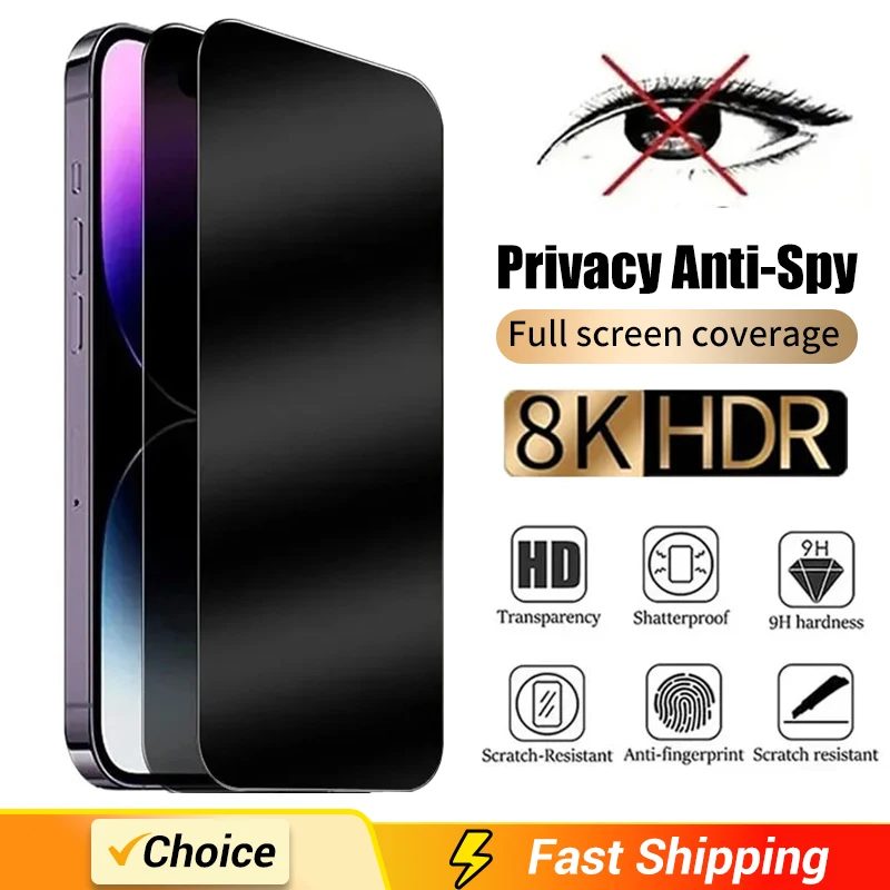 1-2Pcs Volle Abdeckung Privatsphäre Screen Protector Für IPhone 16 15 13 11 14Pro Max Anti-spion gehärtetem Glas Für iPhone X XS Max XR Glas