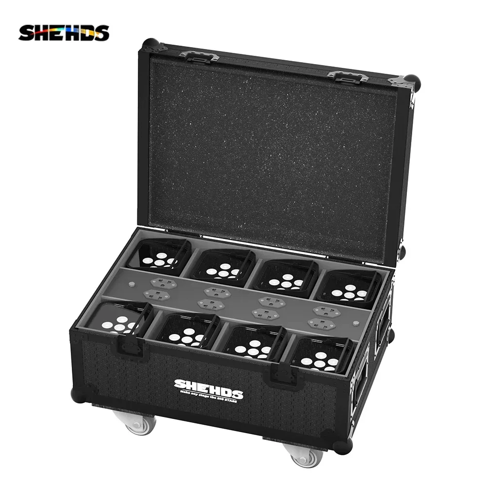 SHEHDS 8/10 PCS 6x18w Drahtlose Batterie Par Mit Flightcase RGBWA + UV WIFI APP control Licht Für DJ Disco Hochzeit Bühnen Beleuchtung