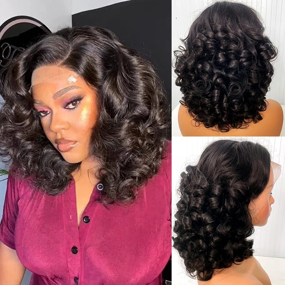 12A Raw Donor Echthaarperücken 13x4 HD Lace Frontal 250 % Dichte Unverarbeitete vietnamesische Double Drown Bouncy Wave Lace Frontal Perücke