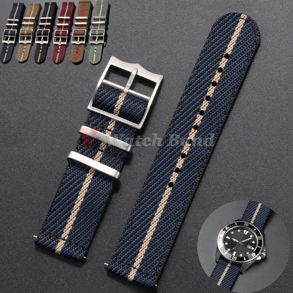 20 22 mm Nylonarmband für Tudor für Omega Uhrenarmband, gewebtes Canvas-Stoffband für Seiko Herren, Militär-Sport-Schnellverschluss-Armband
