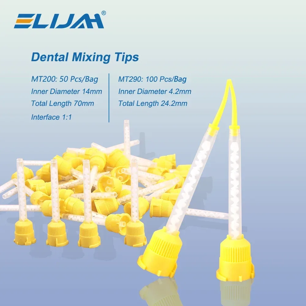50Pcs Gelb Dental Mischen Tipps Einweg Silikon Gummi Mischen Kopf Zahnmedizin Abdruck Materialien Düsen Mischen Rohre
