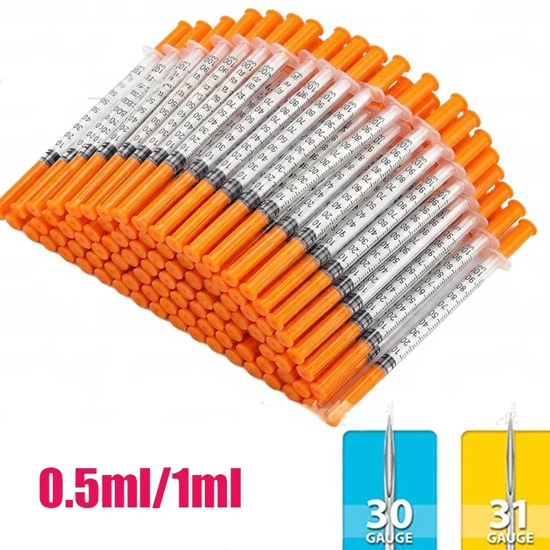 20/50/100 Stück 1ml 0,5ml 30G 31G Einwegspritze für Haustiere Hund Katze Plastik-Veterinärspritze mit Nadeln Medizinbedarf