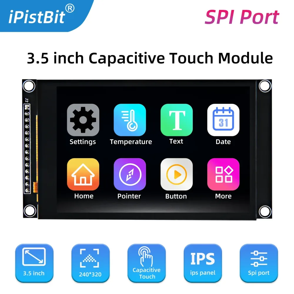 3,5 Zoll SPI TFT LCD Bildschirm Farbiges IPS Kapazitives Touch-Display-Modul ST7796 320*480 IPS Für Esp32 & Arduino
