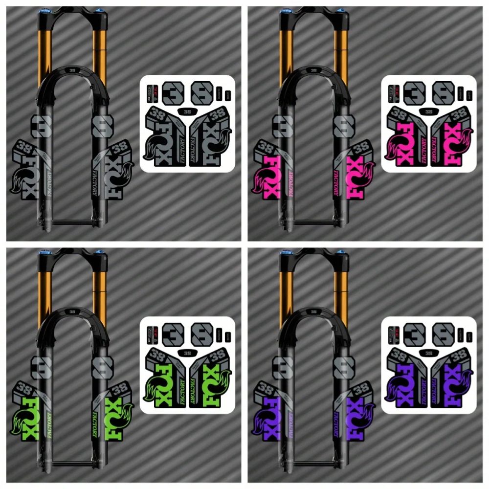 1 Set F38 Mountainbike-Vorderradgabel-Aufkleber, 2 Stück Kreuzgabel-Aufkleber + 6 Stück kleine Aufkleber-Set