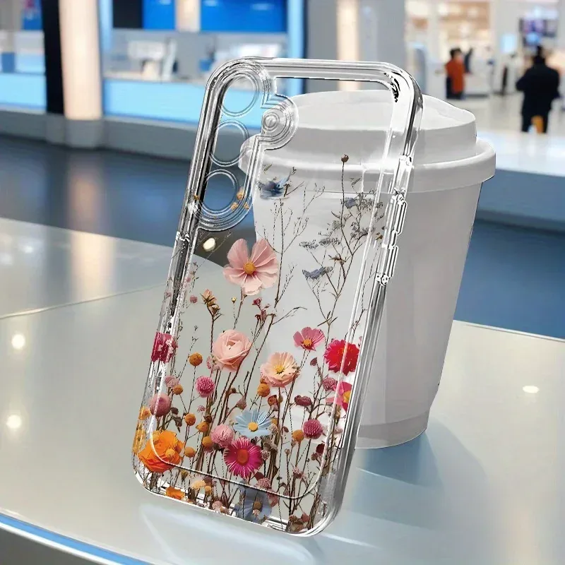 Blumenranken Transparente Hülle für Samsung S25 Ultra S26 S24 FE S23 Plus S22 S21 A57 A56 5G A55 A54 A53 A52S A37 A36 A35 A26 Schutzhülle