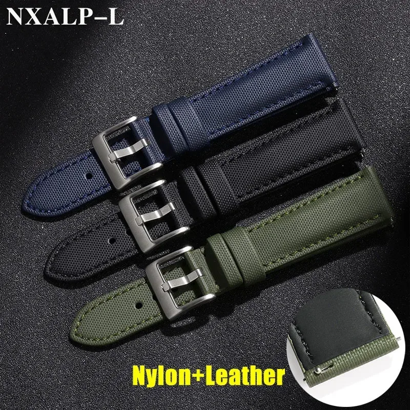 Hochwertiges Sailcloth-Leder-Uhrenarmband, 20 mm, 22 mm, für Seiko-Gürtel, wasserdichtes Stoff-Armband, Schnellverschluss-Armband-Zubehör