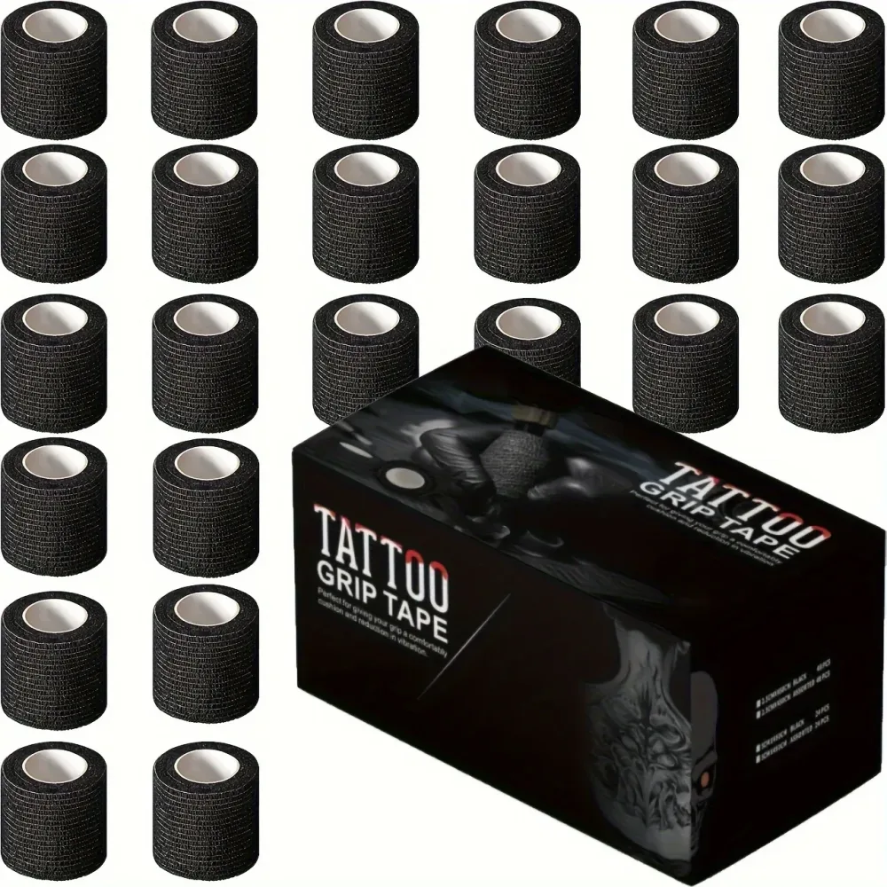 3/6/12/24/48 PCS Tattoo Grip Abdeckung Wrap Einweg Schwarz Verband Für Tattoo Grip Verband maschine Band Rohr Zubehör