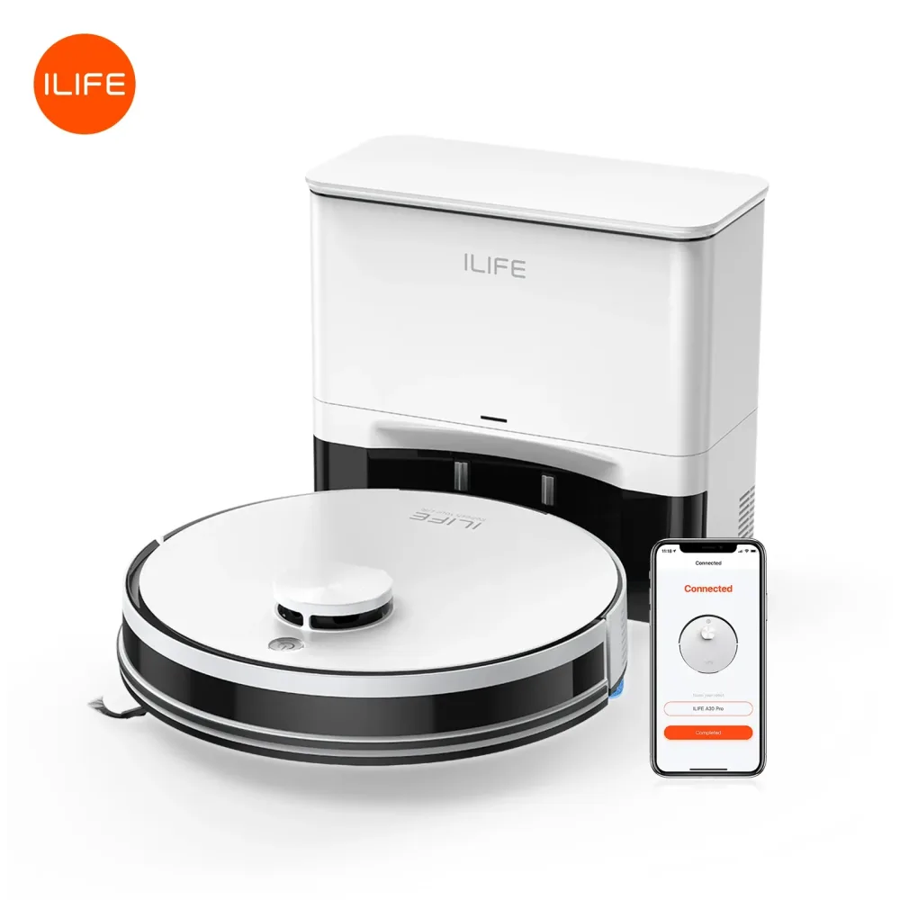ILIFE A30 PRO 5000Pa Saugkraft, Roboter-Staubsauger und Wischmopp-Kombination, Selbstentleerung, 60 Tage Akkulaufzeit, App/Fernbedienung, 180 Minuten Laufzeit