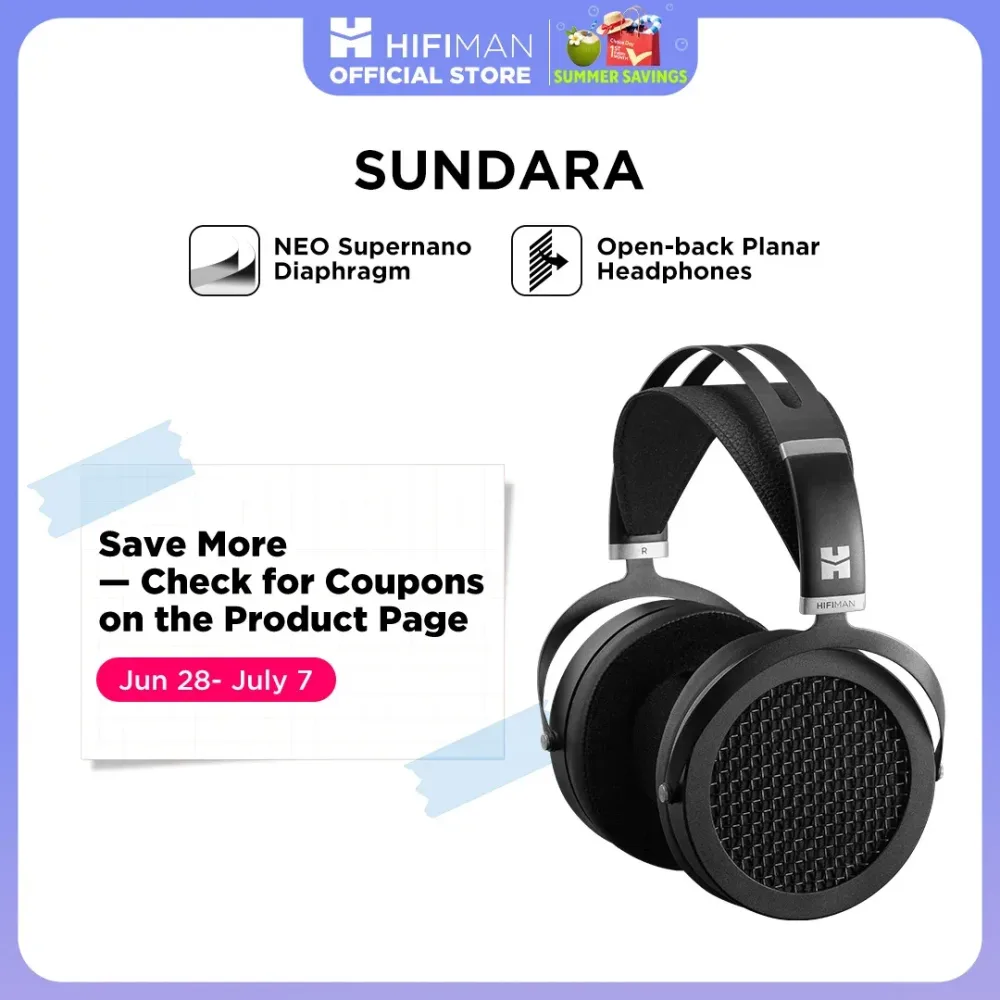 HIFIMAN SUNDARA Over-Ear-Over-Ear-Magnetkopfhörer in voller Größe (schwarz) mit High-Fidelity-Design und Metallgehäuse