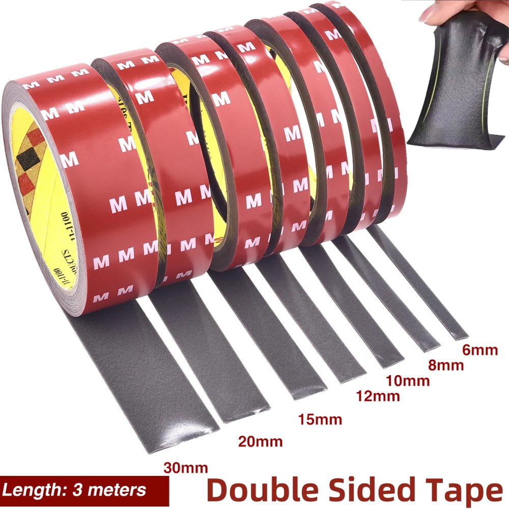 Extra starker doppelseitiger Klebeband, 3 m lang, 6?30 mm dick, Acrylschaum-Klebeband-Aufkleber für Auto, Zuhause, Innenbereich, hohe Temperatur