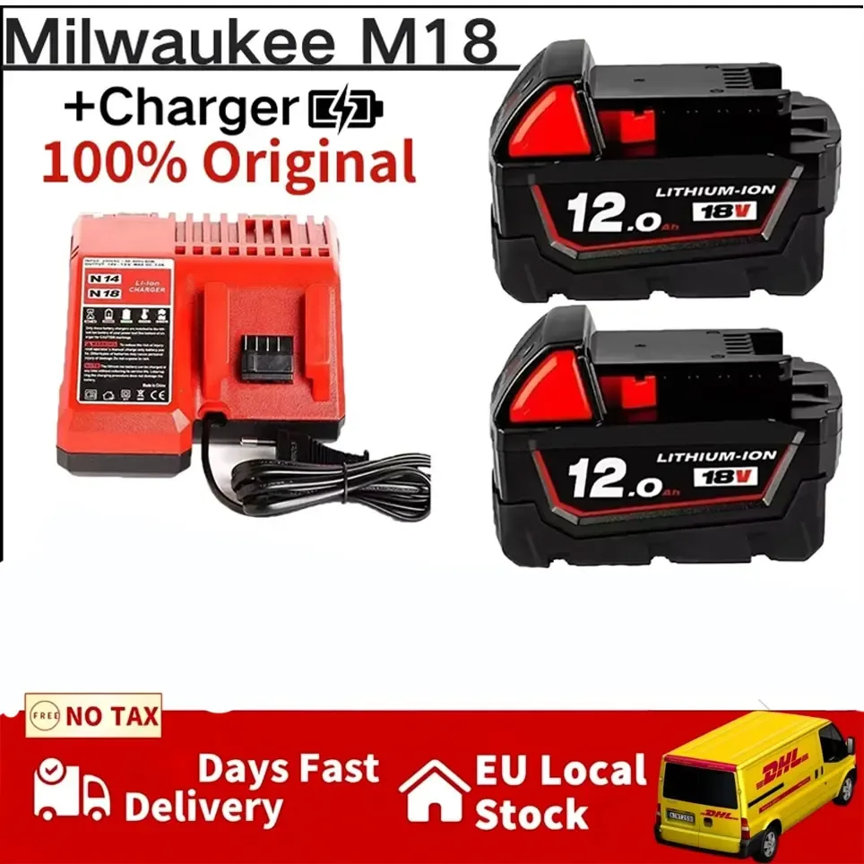 Milwaukee-Akku M18 18 V 6,0 Ah 9,0 Ah 12,0 Ah Ersatz-Lithium-Akku für Milwaukee M18 48-11-1815 48-11-1850 2604-22 Akku