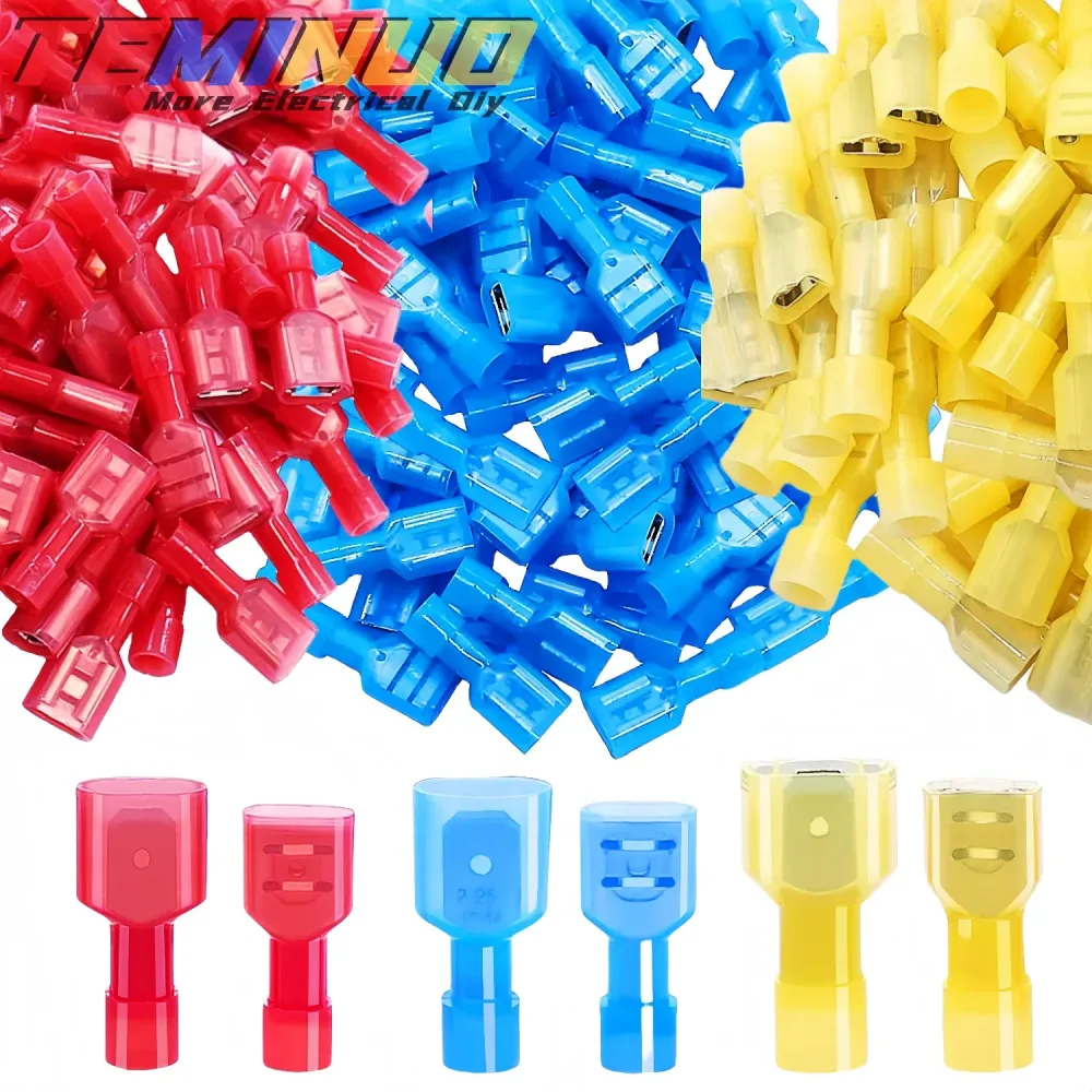 100/80/60 Stück Nylon-Flachsteckverbinder, 22-10 AWG, vollständig isolierte elektrische Crimpklemmen