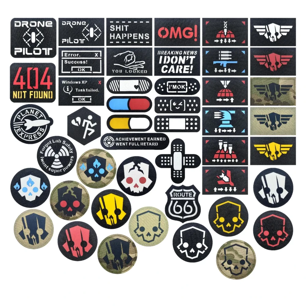 I'M OK Cross Bandage Skull You Look OK Funny Gesture 404 NOT FOUNO Taktischer Rucksack-Kostüm-Stickerei-Haken- und Schlaufenaufnäher