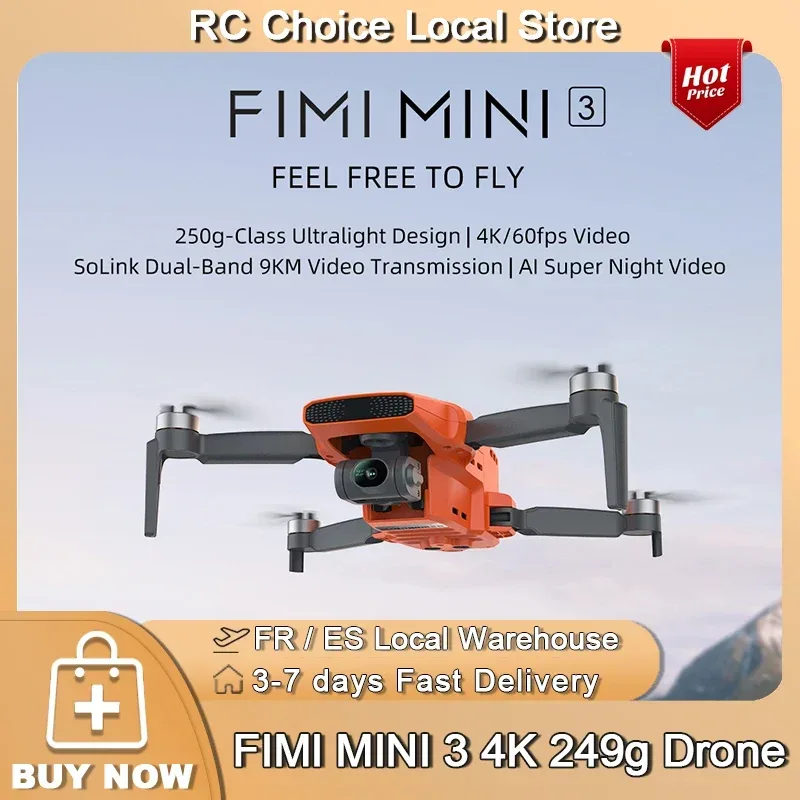 FIMI MINI 3 neue Kameradrohne 249 g 4K 60 fps AI Super Night Video 9 km Flugentfernung 1/2 Zoll 48 MP Sensor Mini-Pro-Drohne