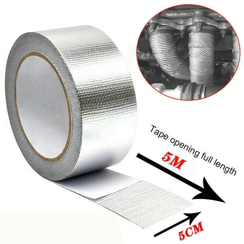5m*5cm Auspuffrohr-Isolierband Auspuff-Hitzeband Krümmer-Downpipe Hochtemperatur-Bandage Silbernes Klebeband