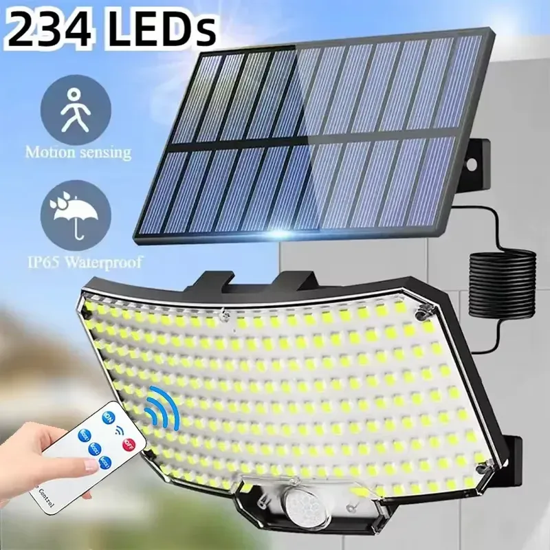 Solarleuchte für den Außenbereich, superhell, mit Bewegungssensor, starke Solarleistung, 234 LEDs, Garten-Wandleuchte, IP65 wasserdicht, 3 Betriebsmodi