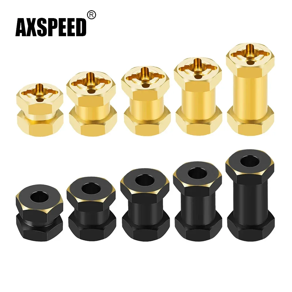 AXSPEED Messing 12/15/17/20/25 mm Radsechskant verlängerte Adapter Combiner-Kupplung für Axial SCX10 II 90046 D90 1/10 RC Crawler Car