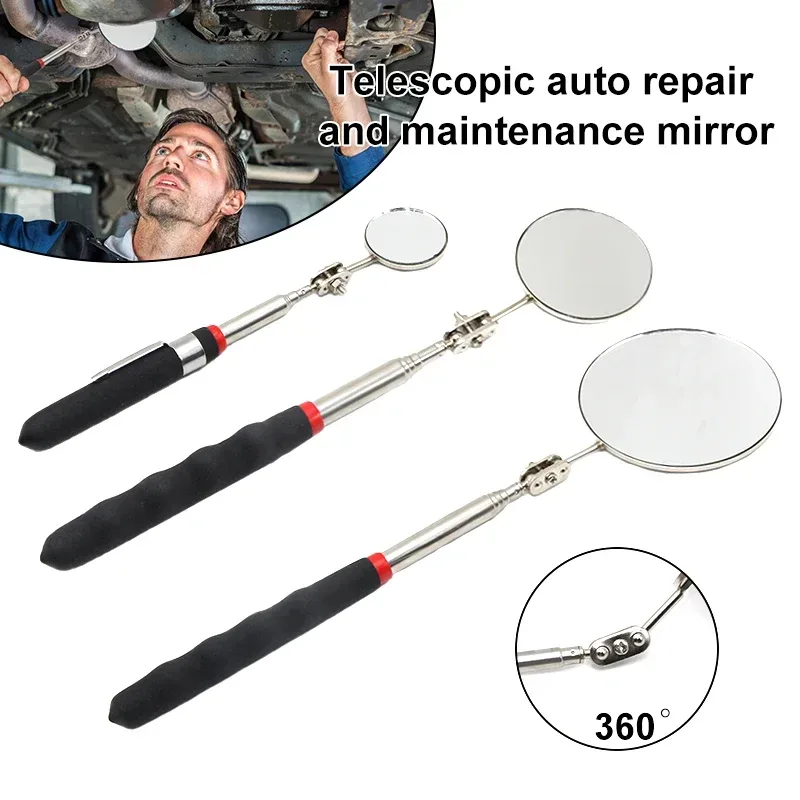 Universelles Auto-Reparaturwerkzeug Zubehör 360 ° Rotierender Inspektionsspiegel mit Teleskopstange für die Fahrzeugwartung