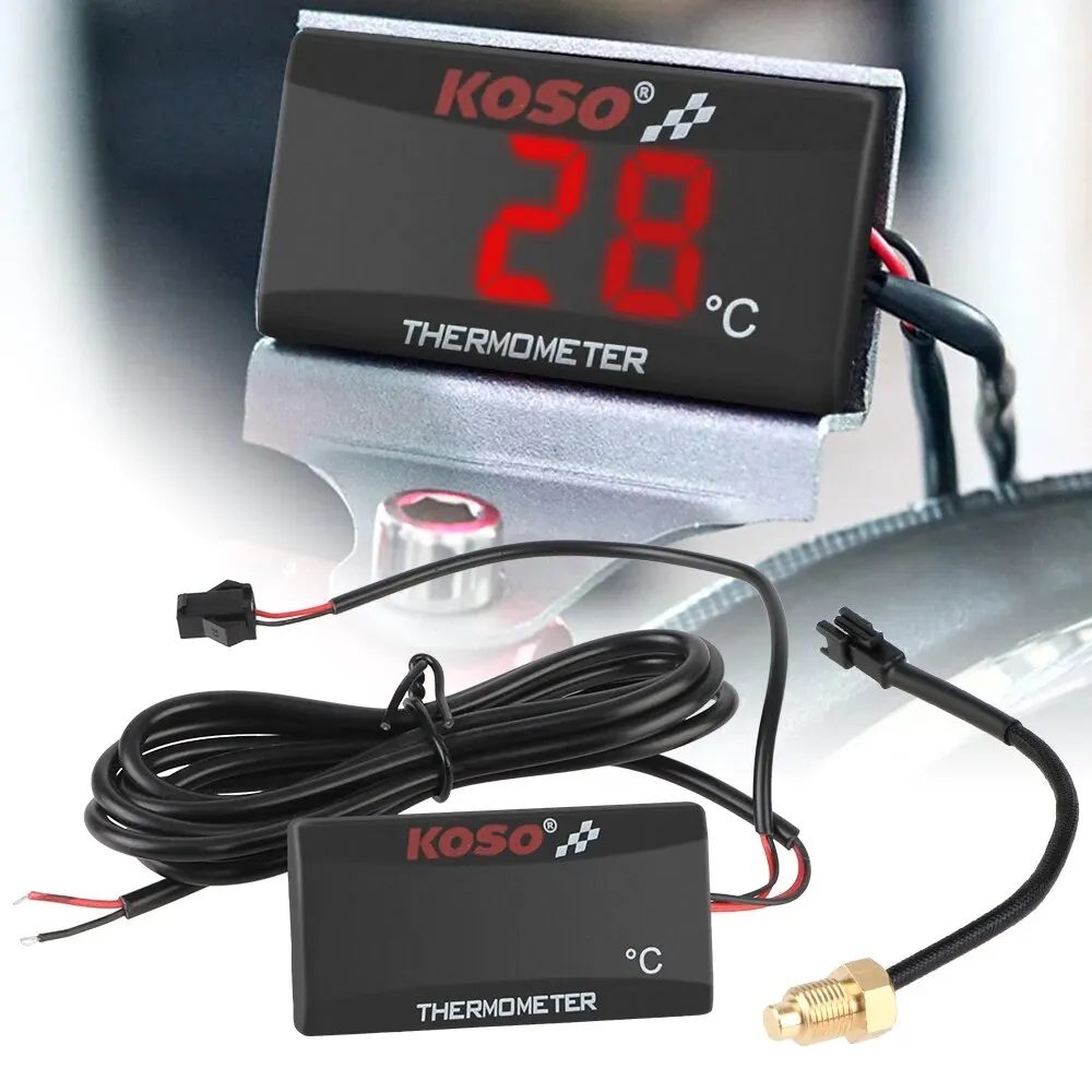 12V 0~120 ° C Monitor Motorrad Thermometer Wassertank Retrofit Temperaturmesser Anzeige Warnung mit Sensoren