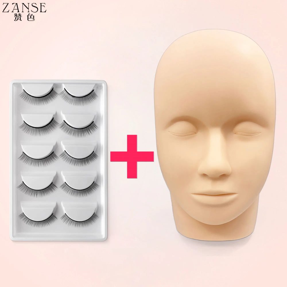 Wimpernverlängerungs-Trainingskopf und Wimpernpaket, Make-up-Übungsmodell, gefälschter Schaufensterpuppenkopf, Übungszubehör für Wimpernverlängerungen