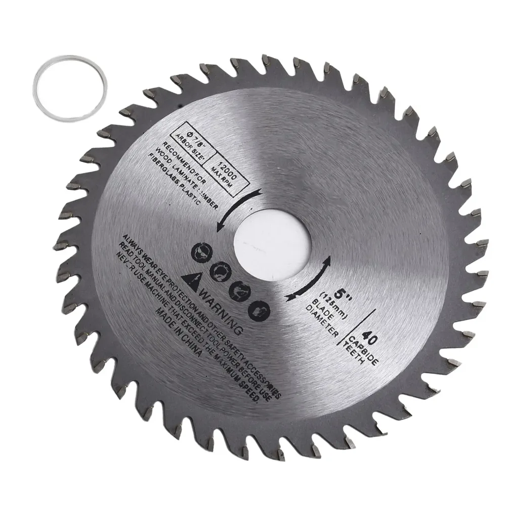 5 Zoll 125mm Trennscheibe Mini-Kreissägeblatt für Holz, Kunststoff, Metall, rotierende Hartmetall-Schneidwerkzeuge, 40 Zähne, 12000 U/min max.